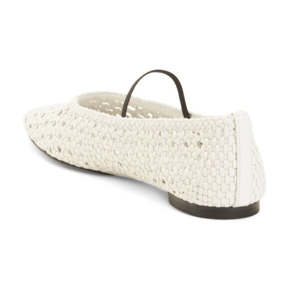 VINCE White Leather Vivian Mary Jane Woven Flats - Picture 2 of 3